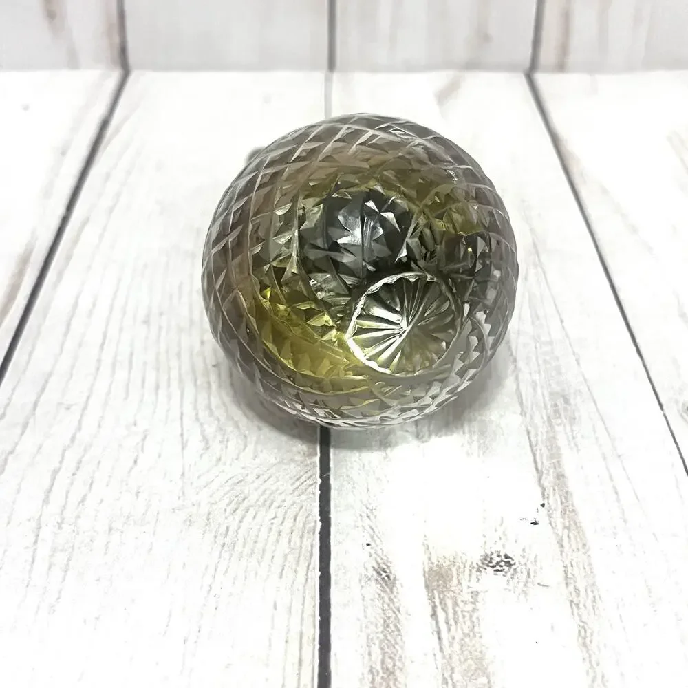 Vintage Cut Crystal Glass Bottle Stopper Brass Wine Stopper Barware